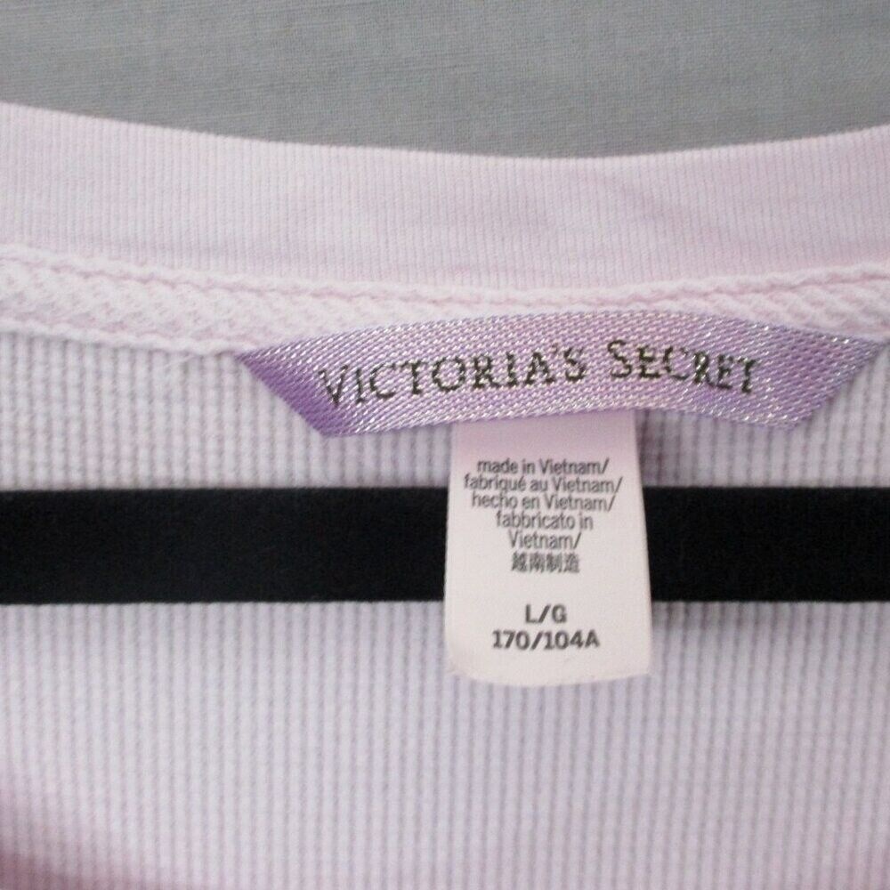 Victoria's Secret Waffle Knit Logo Front Long Sleeve Pink Women Size | L - Picture 3 of 7